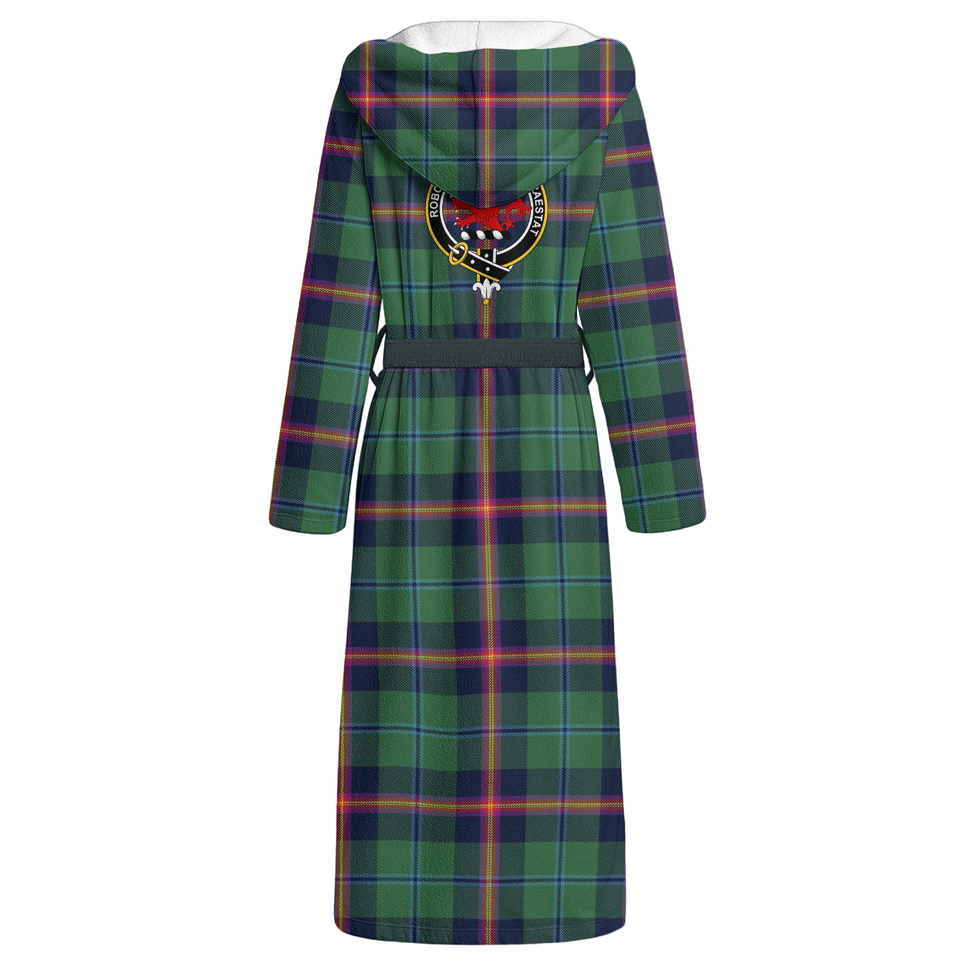 Scottish Young Modern Clan Badge Tartan Flannel Hooded Bathrobe - Image 3