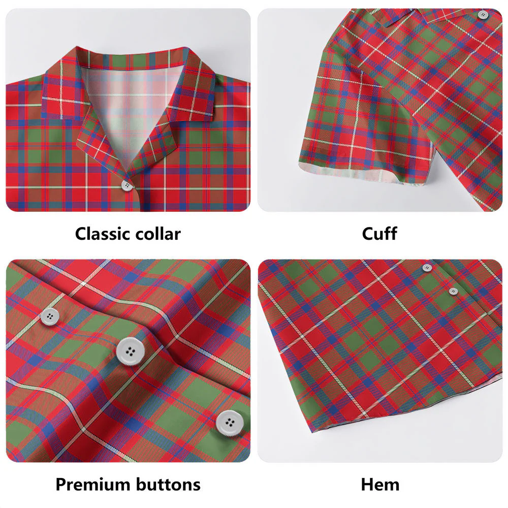 Scottish Shaw Red Modern Clan Badge Tartan Hawaiian Shirt - Image 4