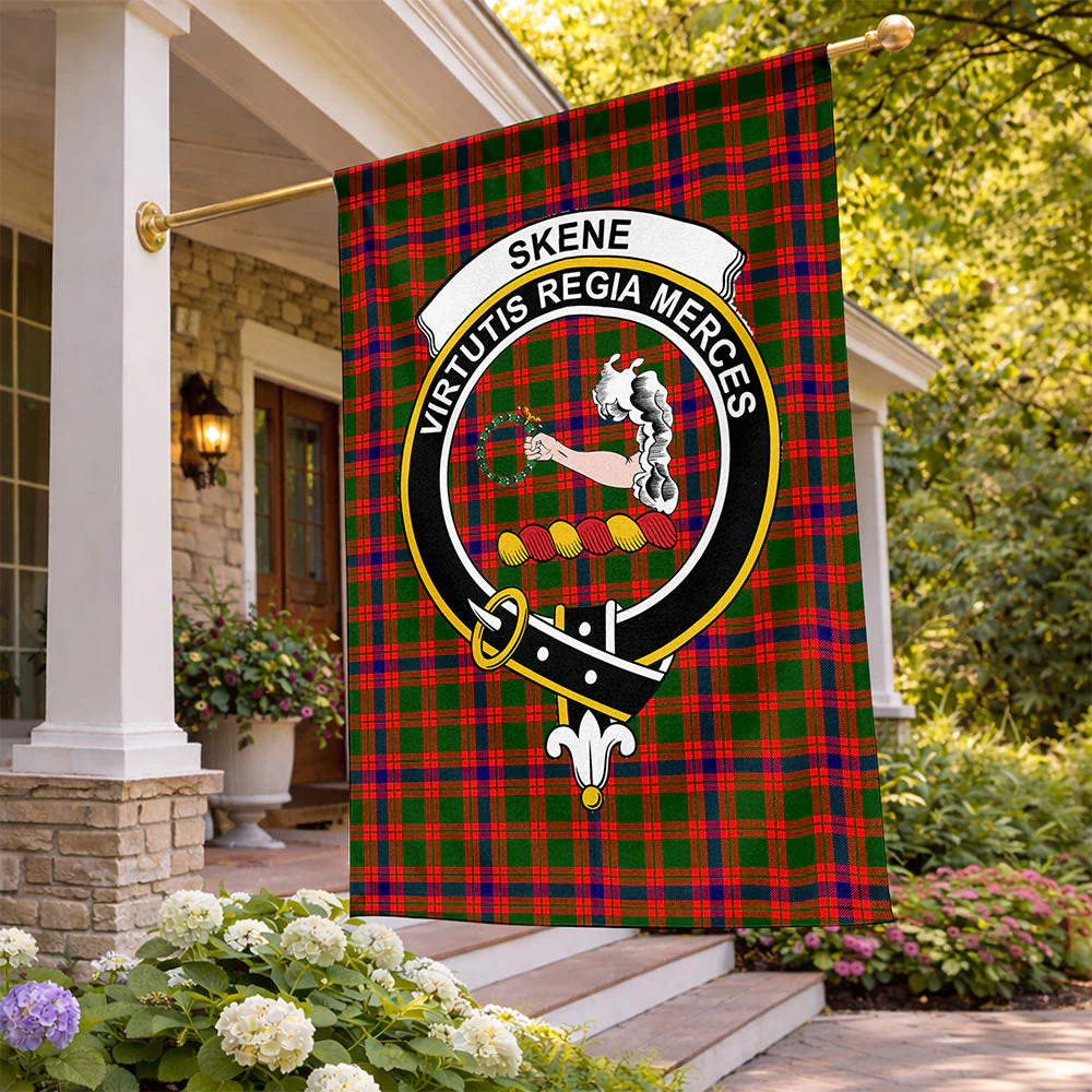 Scottish Skene Modern Clan Badge Tartan Flag Parade Vertical Style