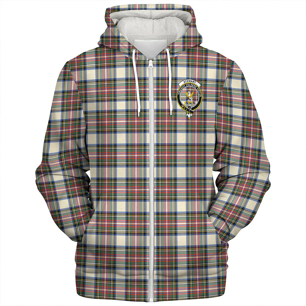 Scottish Stewart Dress Ancient Clan Badge Tartan Sherpa Hoodie - Image 3