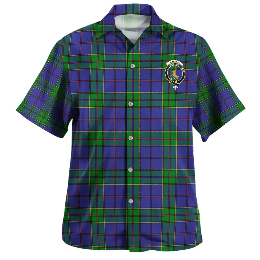 Scottish Strachan Clan Badge Tartan Hawaiian Shirt - Image 2