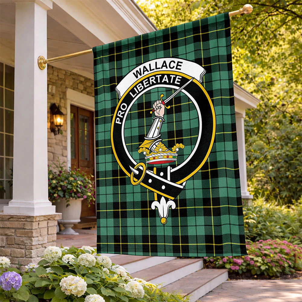 Scottish Wallace Hunting Ancient Clan Badge Tartan Flag Parade Vertical Style