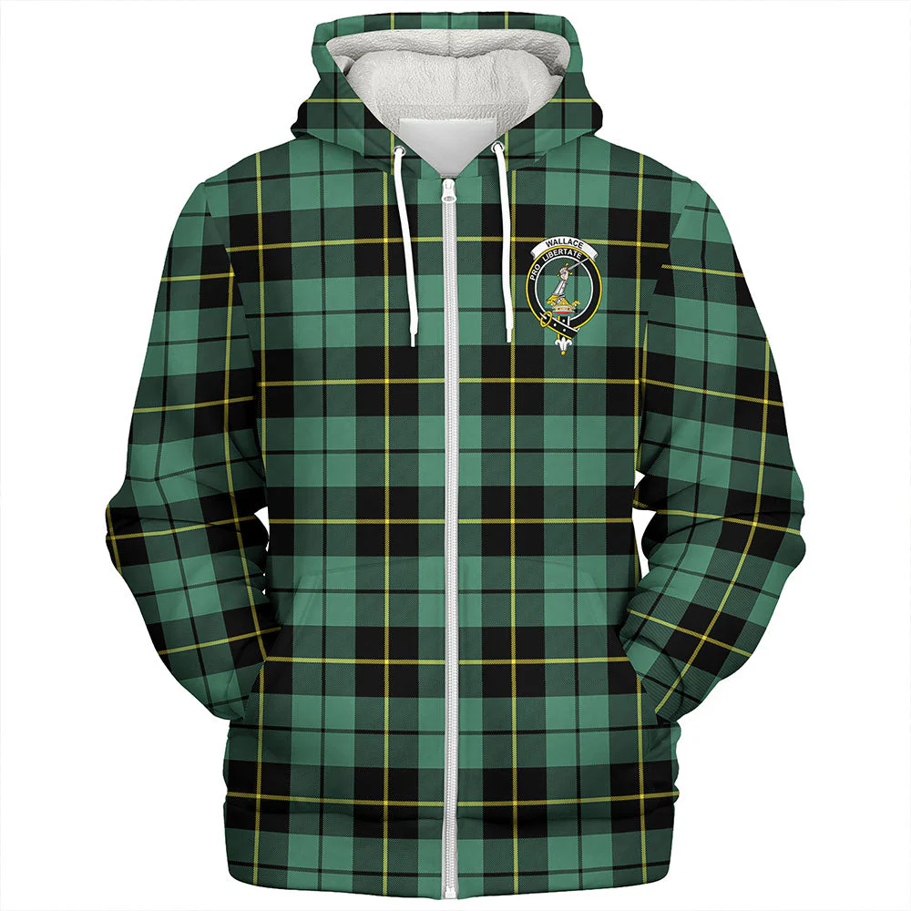 Scottish Wallace Hunting Ancient Clan Badge Tartan Sherpa Hoodie - Image 3
