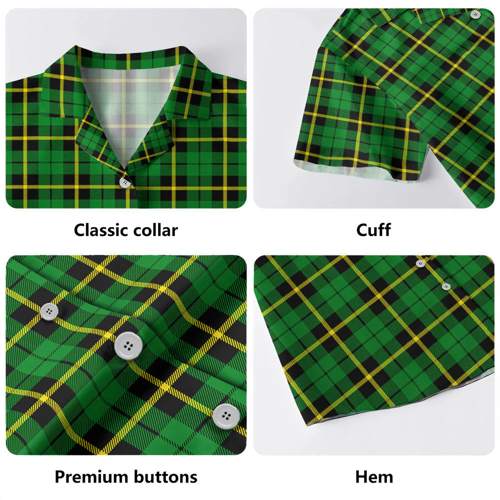 Scottish Wallace Hunting - Green Clan Badge Tartan Hawaiian Shirt - Image 4