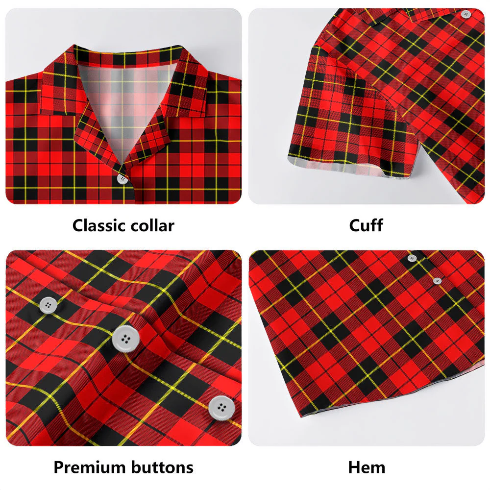 Scottish Wallace Hunting - Red Clan Badge Tartan Hawaiian Shirt - Image 4
