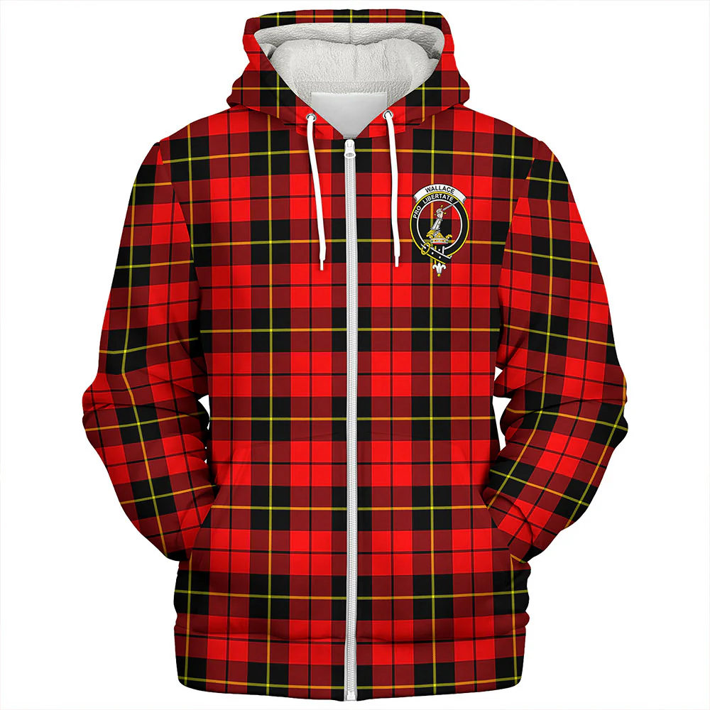 Scottish Wallace Hunting - Red Clan Badge Tartan Sherpa Hoodie - Image 3