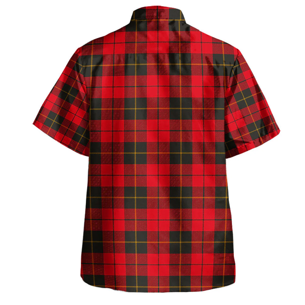 Scottish Wallace Weathered Clan Badge Tartan Hawaiian Shirt - Image 3