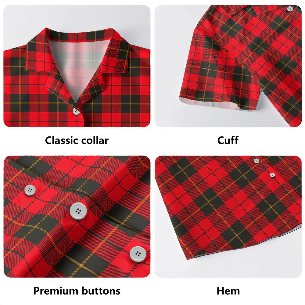 Scottish Wallace Weathered Clan Badge Tartan Hawaiian Shirt - Image 4
