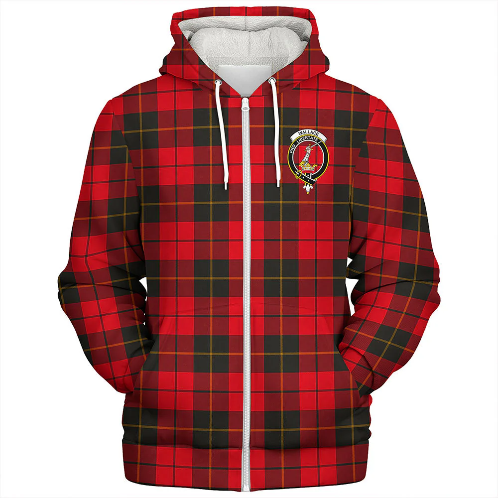 Scottish Wallace Weathered Clan Badge Tartan Sherpa Hoodie - Image 3