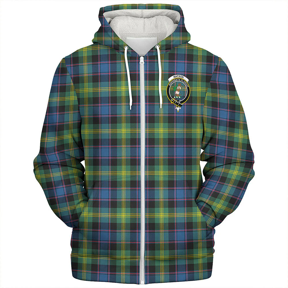 Scottish Watson Ancient Clan Badge Tartan Sherpa Hoodie - Image 3